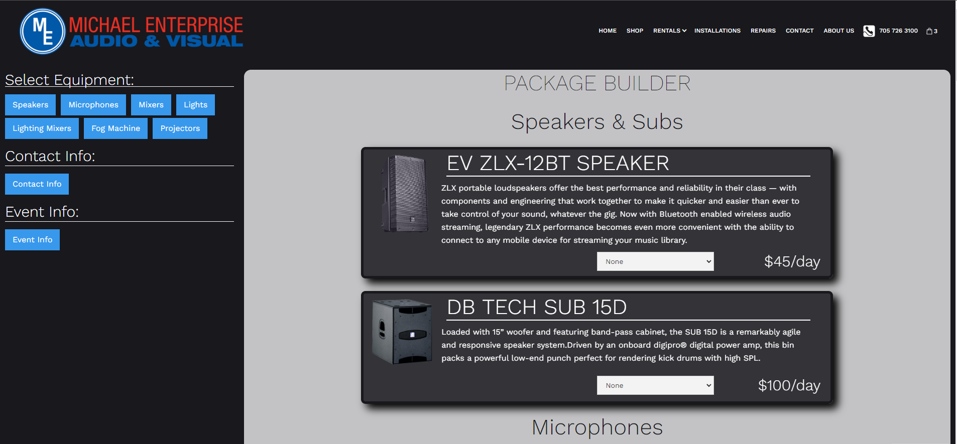Build Your Own A/V Rental Package - MEAV